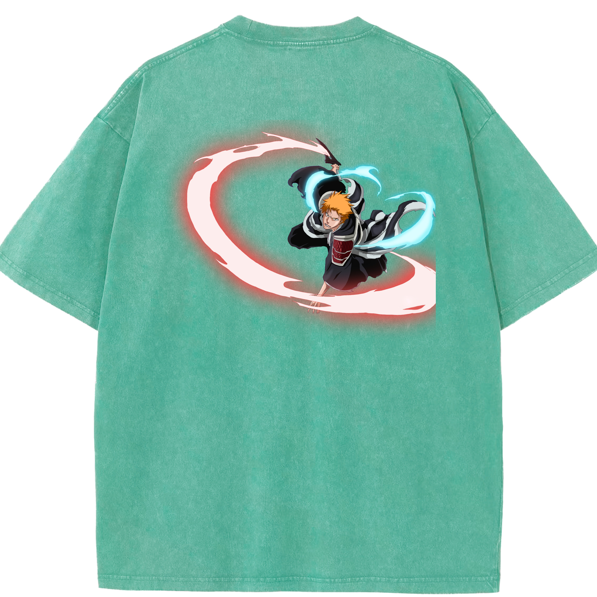 （画像用） ブリーチ 黒崎一護（くろさき いちご）BLEACH Kurosaki Ichigo 綿100% ヴィンテージ風 半袖Tシャツ（背面プリント）